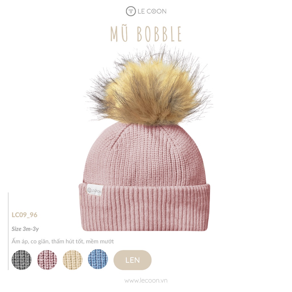 Mũ len, khăn len cài trẻ em họa tiết thu đông Le Coon