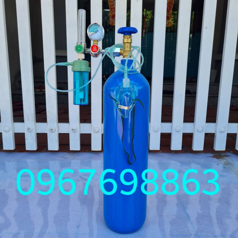 Bình Oxy Y Tế 9L+Đồng Hồ Và Dây Thở
