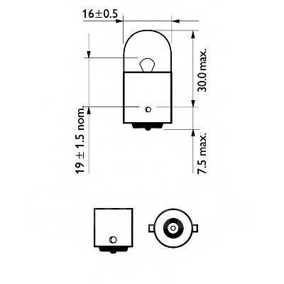 Đèn soi biển số, đèn thắng Philips Halogen R10W 12814CP - 12V/10W - Hộp 10 bóng