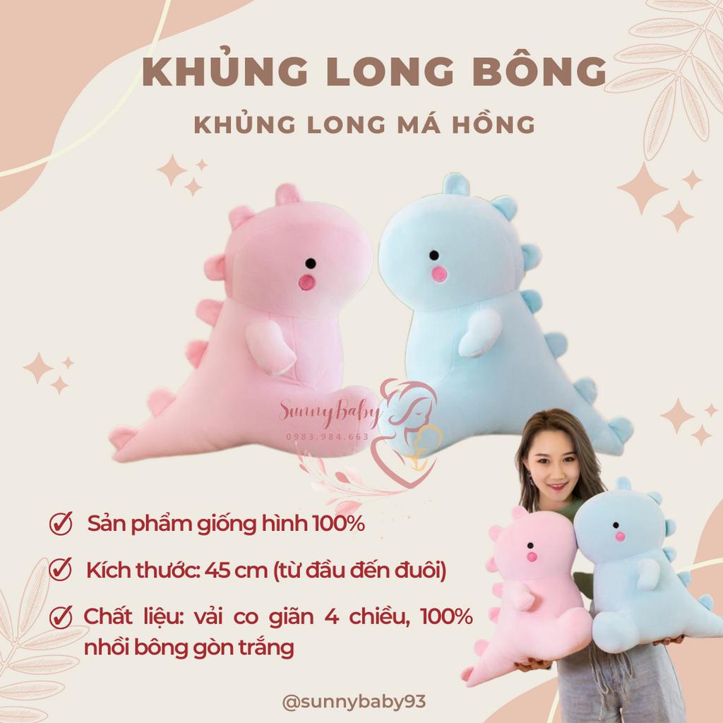 Gấu Bông Khủng Long Cao Cấp Giá Rẻ Nhất - Khủng Long Béo Mập Nhồi Bông Gòn 100% size 45cm Cute - An Toàn Cho Bé