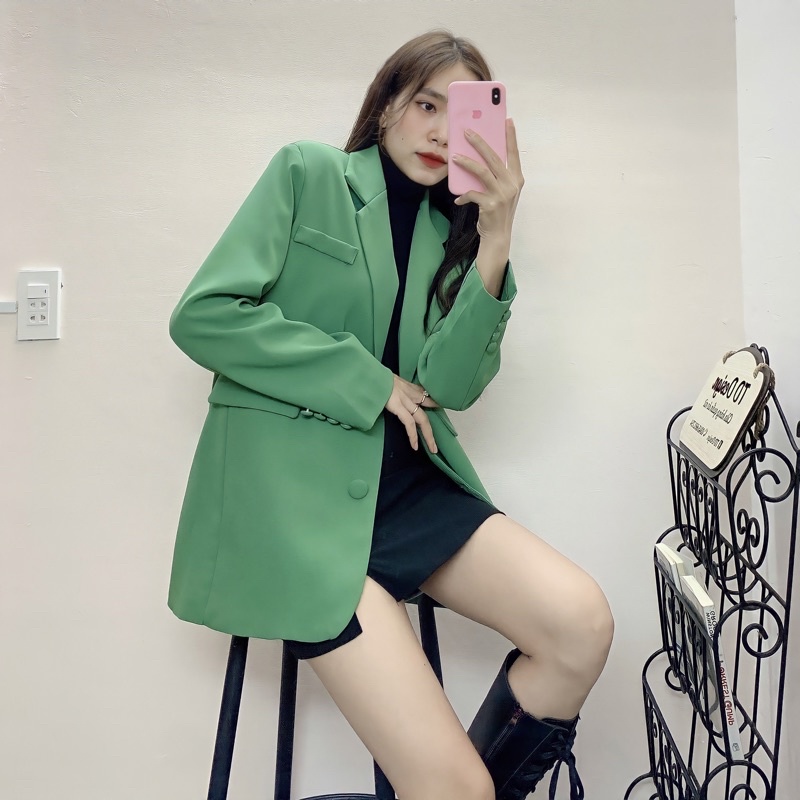 Áo khoác blazer dáng rộng 2 nút vải - phiên bản cao cấp