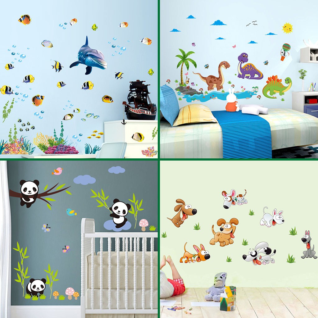 🌿🌿 Decal dán tường, tranh dán tường động vật đáng yêu cho bé, tranh trang trí decor phòng nhiều mẫu lựa chọn - Mẫu 2