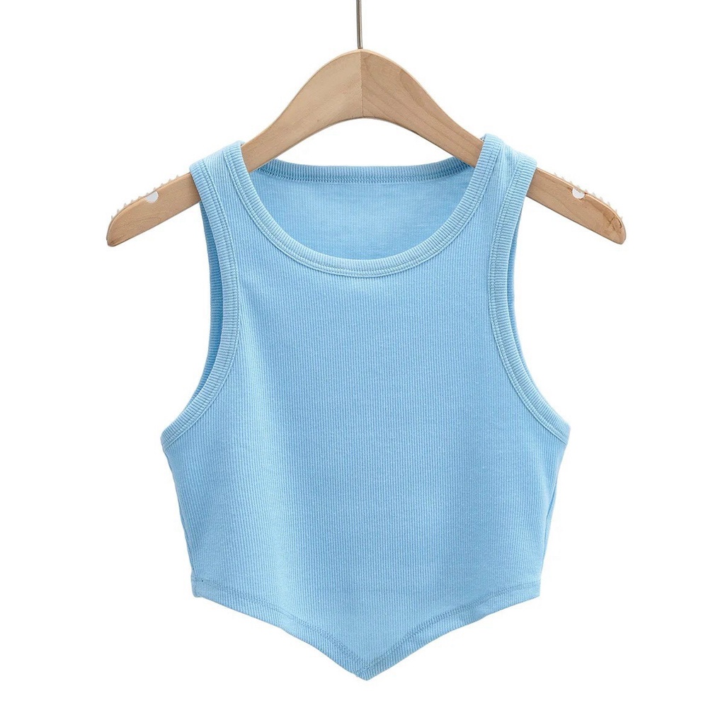Áo Ba Lỗ Nữ Croptop Vạt Nhọn Ôm Body Chất Thun Tăm Co Giãn