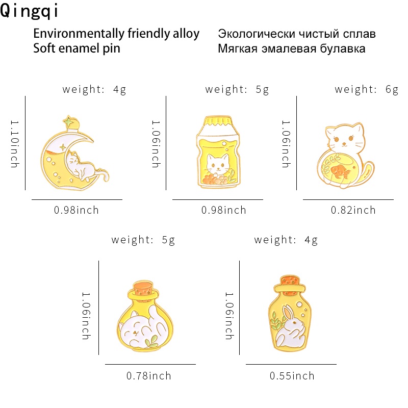 Ghim cài áo Miss Zoe họa tiết mèo thỏ hoạt hình dễ thương