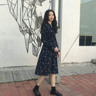 Váy hoa nhí dáng dài vintage