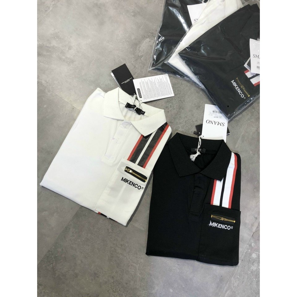 Áo polo nam cổ bẻ 2 màu đen trắng phối sọc  HY01 SHOP BÁN SỈ