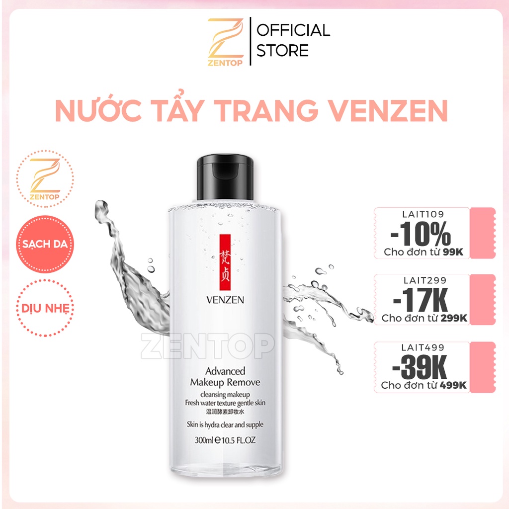 Nước tẩy trang sạch sâu dịu nhẹ cho da dầu da nhạy cảm Advenced Venzen  chính hãng Zentop