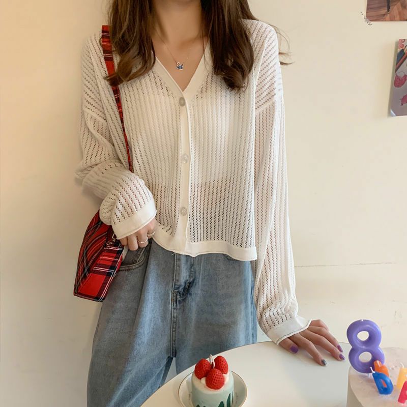 [Mã FAMARAL2 giảm 10K đơn 50K] Áo Khoác Cardigan Nữ Thun Len Tay Dài Ulzzang