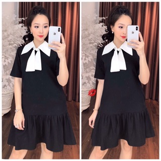 Đầm suông bầu thắt nơ