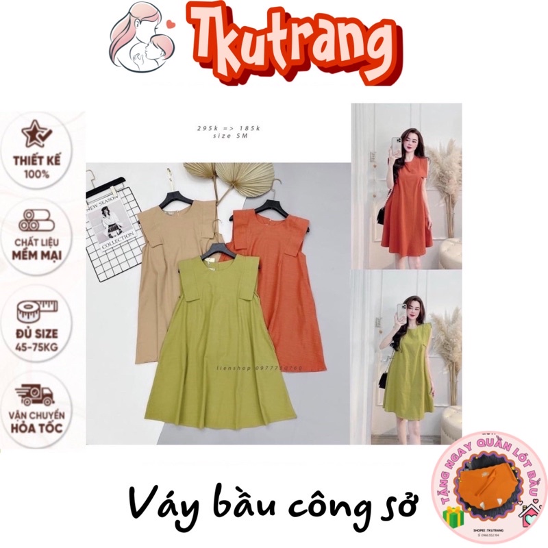 Váy Bầu - Đầm Bầu kiểu dáng babydoll 3 màu cực xinh fresz 40-68kg