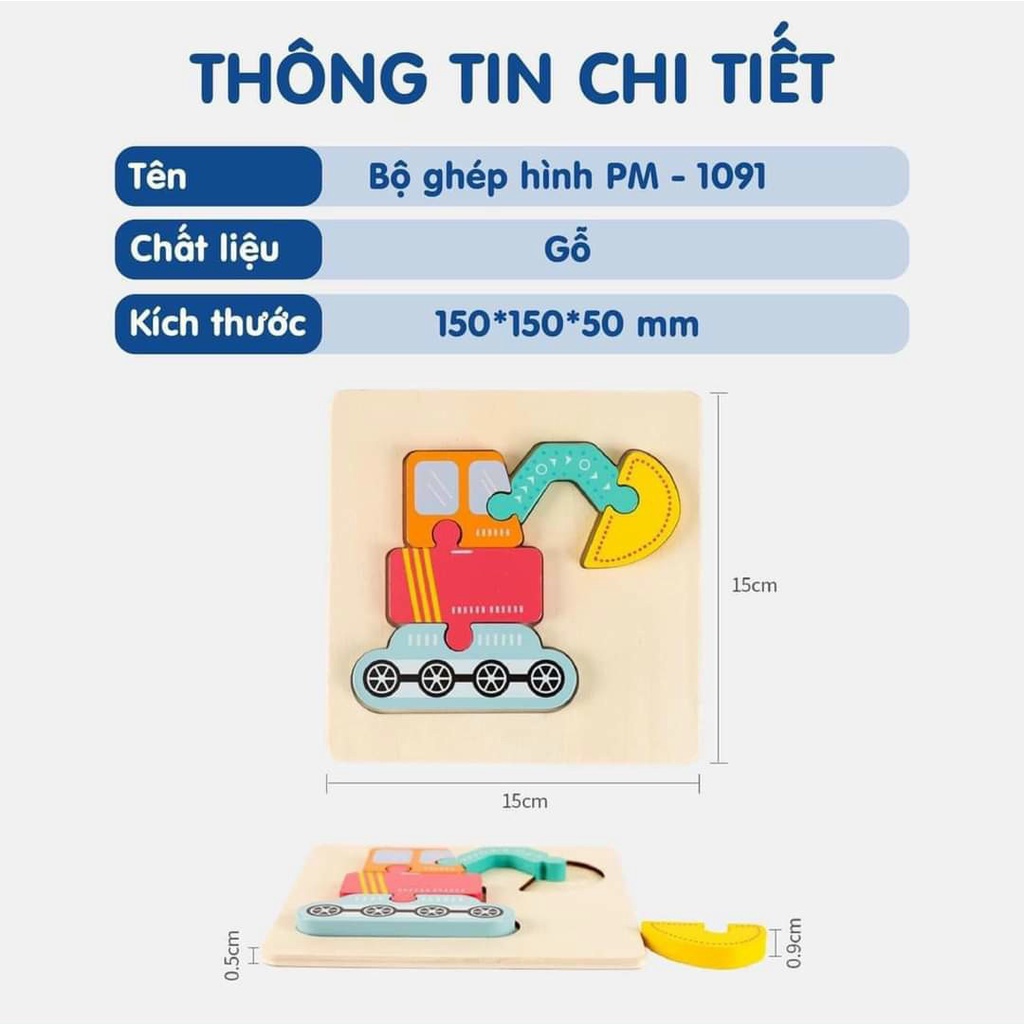 [SỈ] Bảng Ghép Hình, Ghép Hình 3D Bằng Gỗ Nổi cho Bé Phát Triểm Tư Duy- Sáng Tạo Sớm- Hàng Loại 1 Dày Dặn