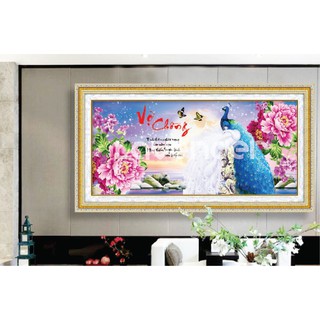 (ĐÃ ĐÍNH) Tranh đính đá thành phẩm VỢ CHỒNG 100x50cm LV182