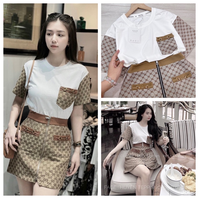 ✔ 𝗙𝗥𝗘𝗘 𝗦𝗛𝗜𝗣 SÉT VÁY GG SIÊU SANG DIỆN LÊN ĐẸP LẮM Ạ  ÁO CHẤT COTTON TÀU Ạ