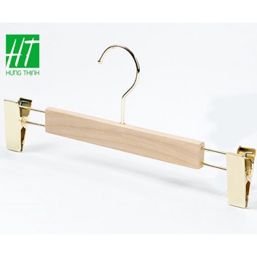 Móc kẹp treo quần áo bằng gỗ mộc không sơn đầu kẹp mạ vàng 2 size: người lớn - trẻ em dùng chụp ảnh,cho shop thời trang
