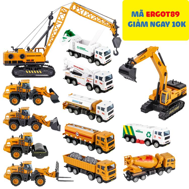 Đồ chơi xe công trình mô phỏng xe thực tế bằng chất liệu kim loại hoặc nhựa an toàn có kiểm định cho trẻ em