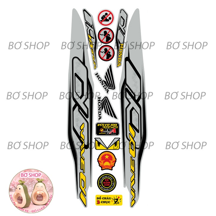 Tem rời WAVE ALPHA 100cc & 50cc   BƠ SHOP - Tem 3 lớp chống phai màu
