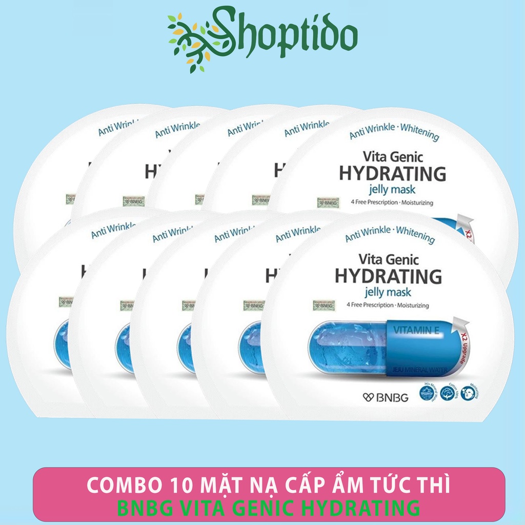Combo 10 Mặt nạ BNBG dưỡng ẩm cho da Vita Genic Hydrating Jelly Mask 30ml NPP Shoptido