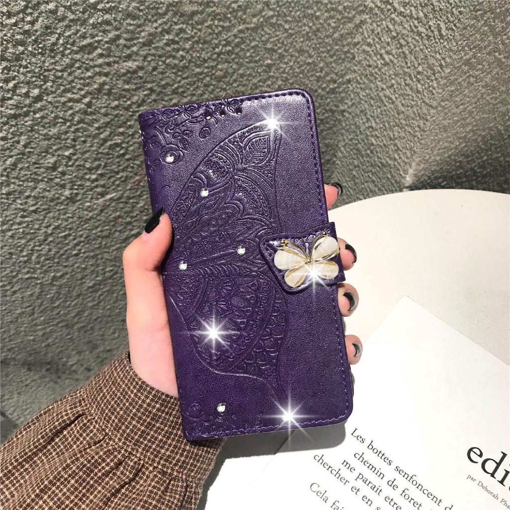 Bao da điện thoại họa tiết bướm dập nổi cao cấp cho Huawei Y9 Y6 Y7 Pro Prime Y5 2019