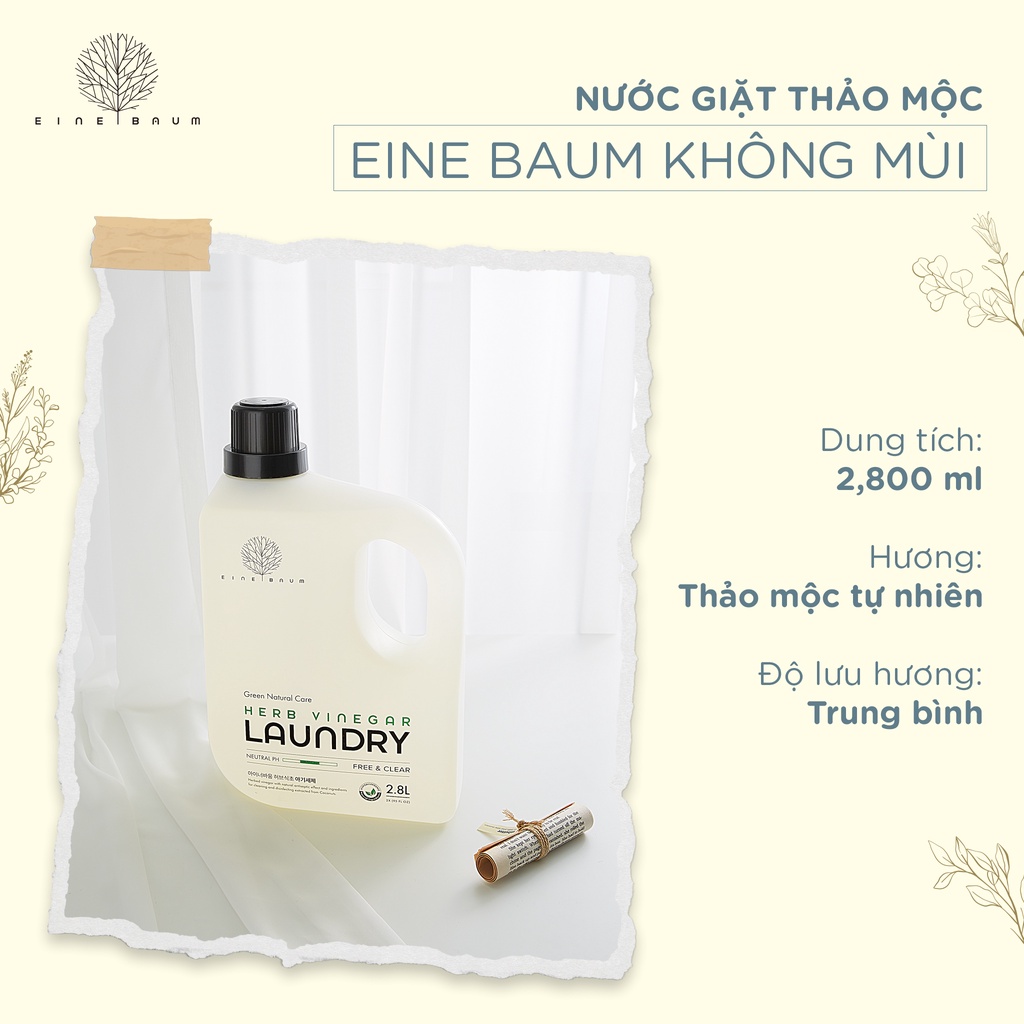 Nước giặt xả quần áo cho bé từ thảo mộc Eine Baum Hàn Quốc cao cấp 2,8 lít