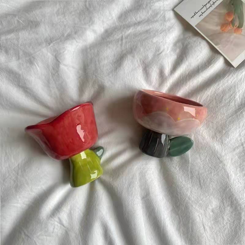 Tô Hình Hoa Tulip Thủ Công Dùng Để Trang Trí Ly Tách Trà