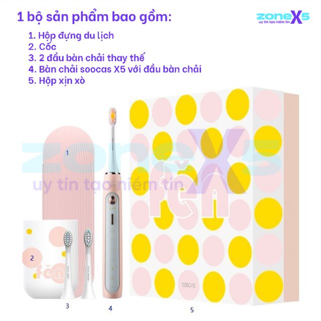 Bài Chải Đánh Răng Điện Xiaomi Mijia Soocas X5 - Động cơ rung Sonic, pin 30 ngày, thiết kế Pop Art