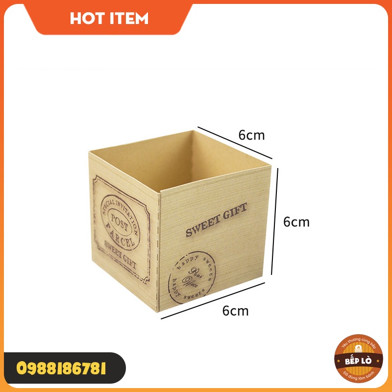 Cup giấy vuông màu nâu chịu nhiệt nướng bánh bông lan bánh Muffin tiện dụng HÀNG MỚI VỀ