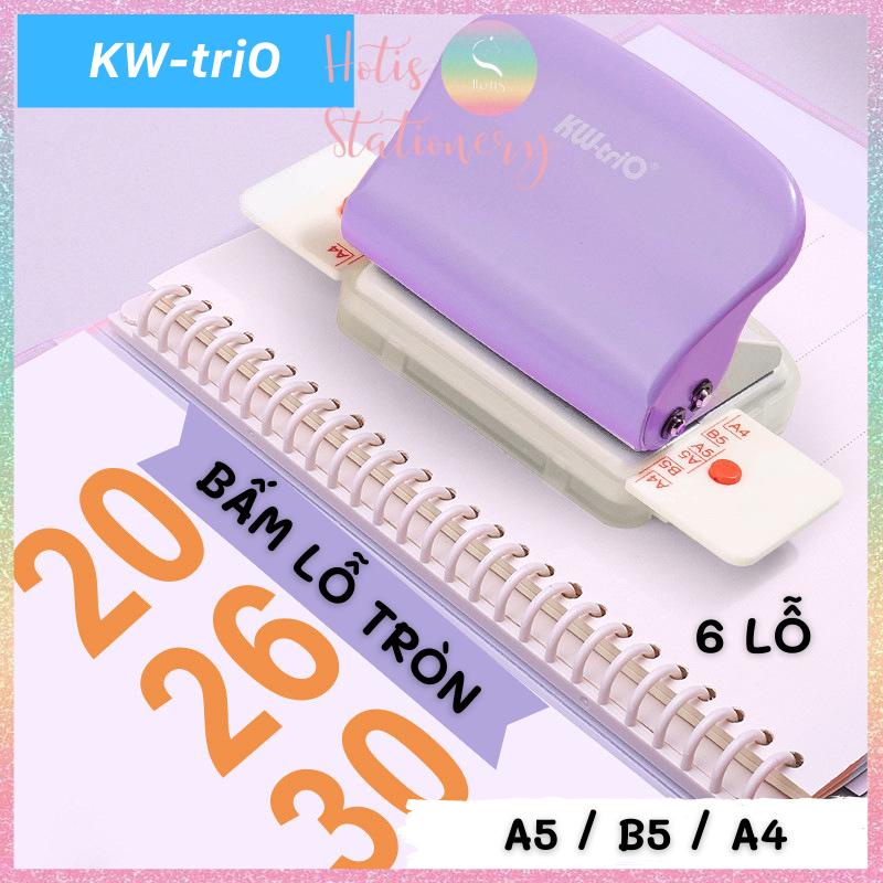 Bấm lỗ giấy 6 lỗ A4/ B5/ A5 KW-triO làm ruột sổ còng binder 30/ 26/ 20 lỗ