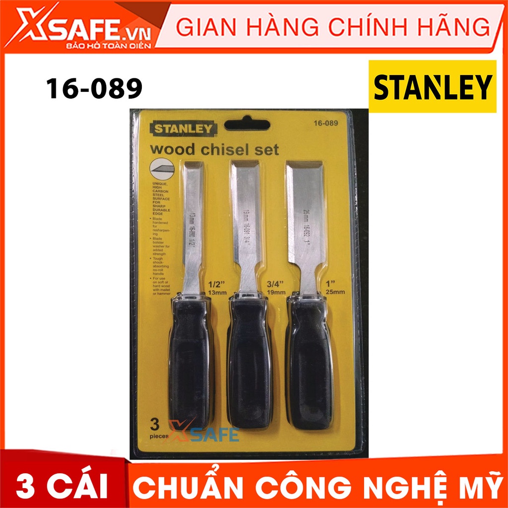 Bộ 3 đục gỗ cầm tay STANLEY 16-089 Mũi đục gỗ 3 kích thước, mũi thép cứng cáp không gỉ, thiết kế nhỏ gọn, tay cầm cao su