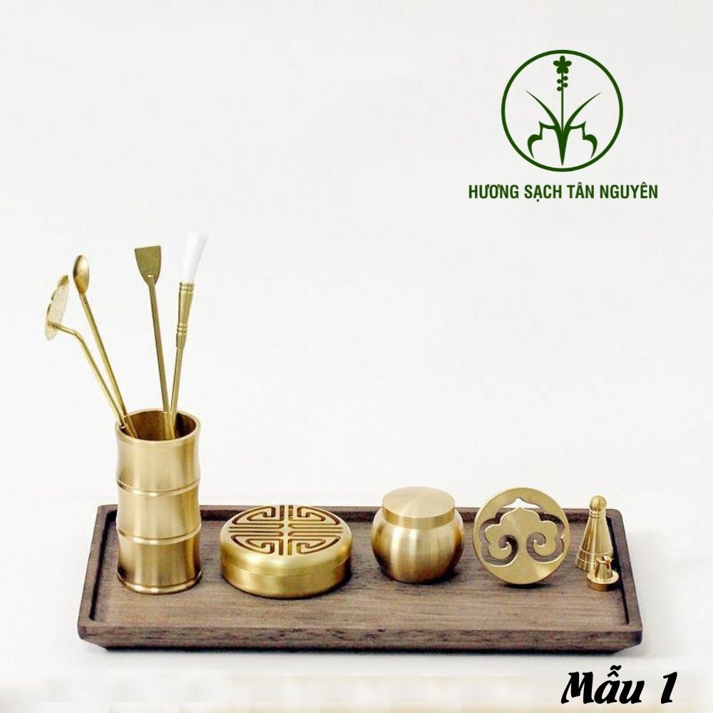 Dụng cụ đốt trầm hương, đồ đốt trầm hương bằng đồng nguyên khối cao cấp loại 1, bộ 12 món