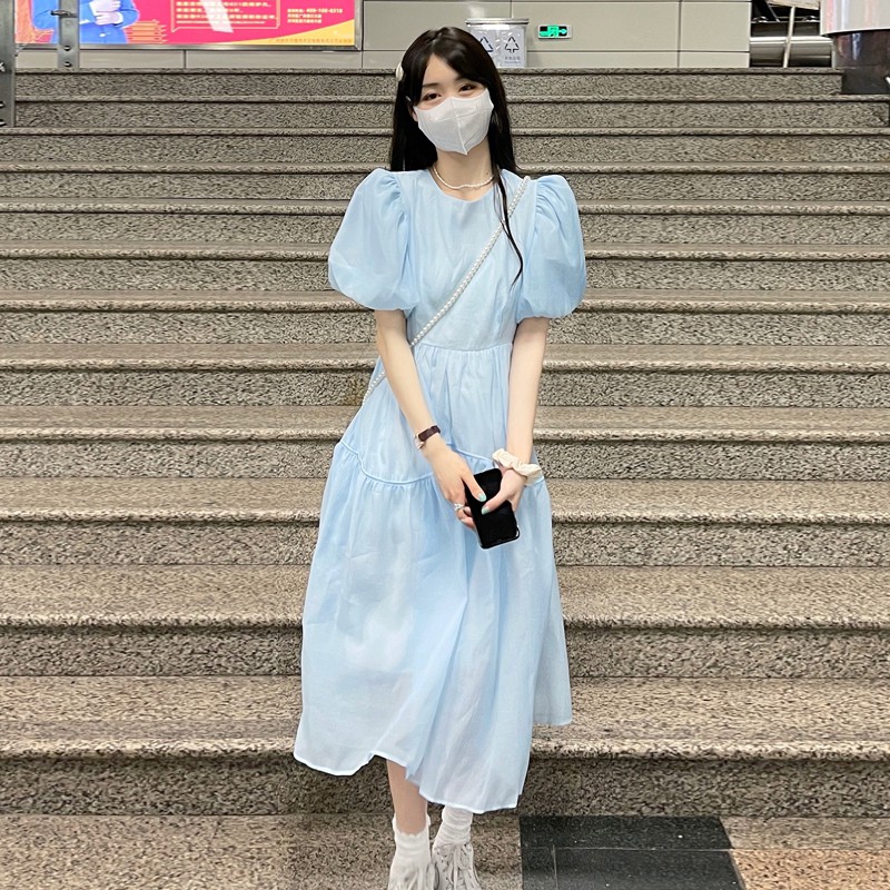 Đầm  babydoll dáng xòe tay phồng công chúa Korea