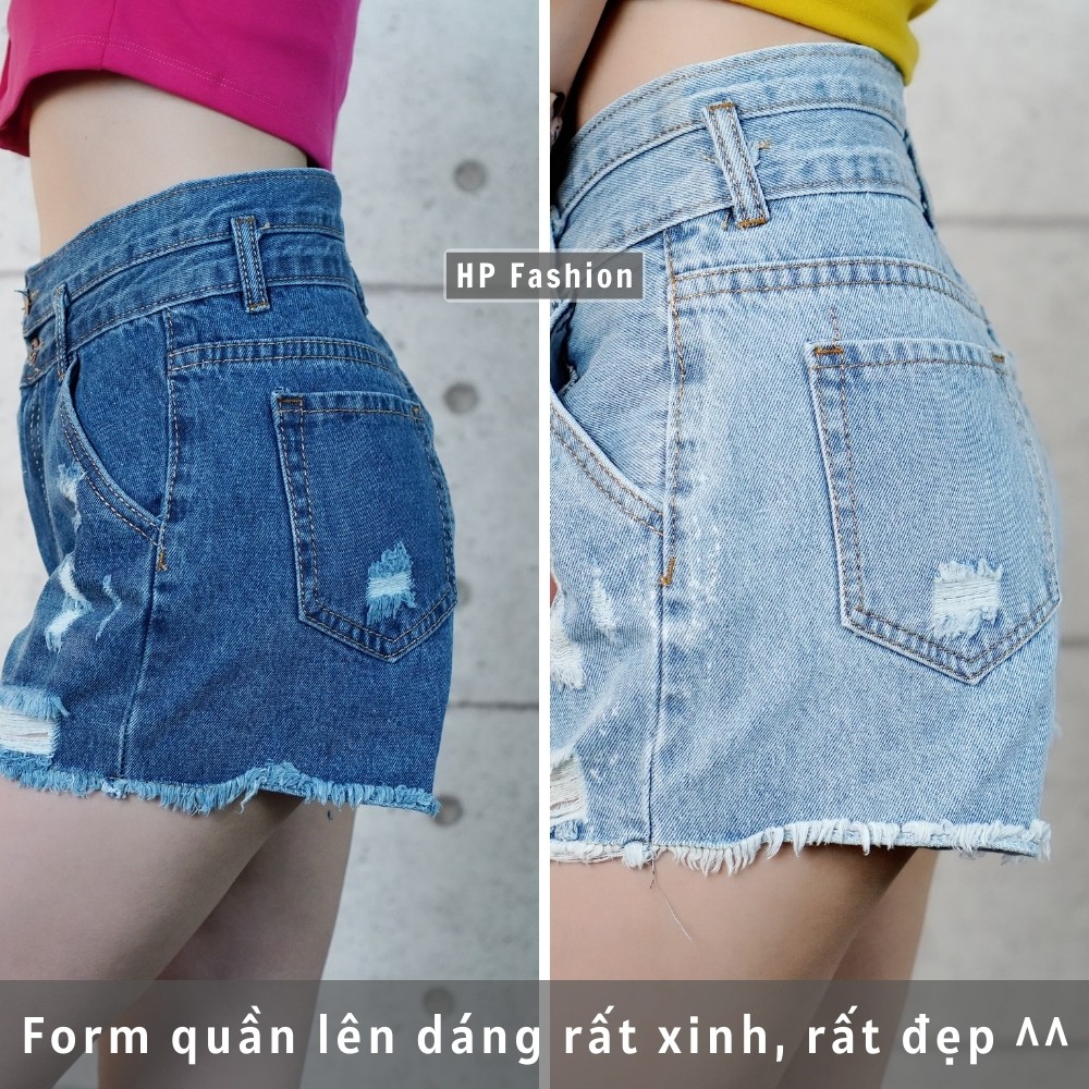 Quần short jean nữ ❤️ Quần đùi nữ rách lưng cao - QJ22