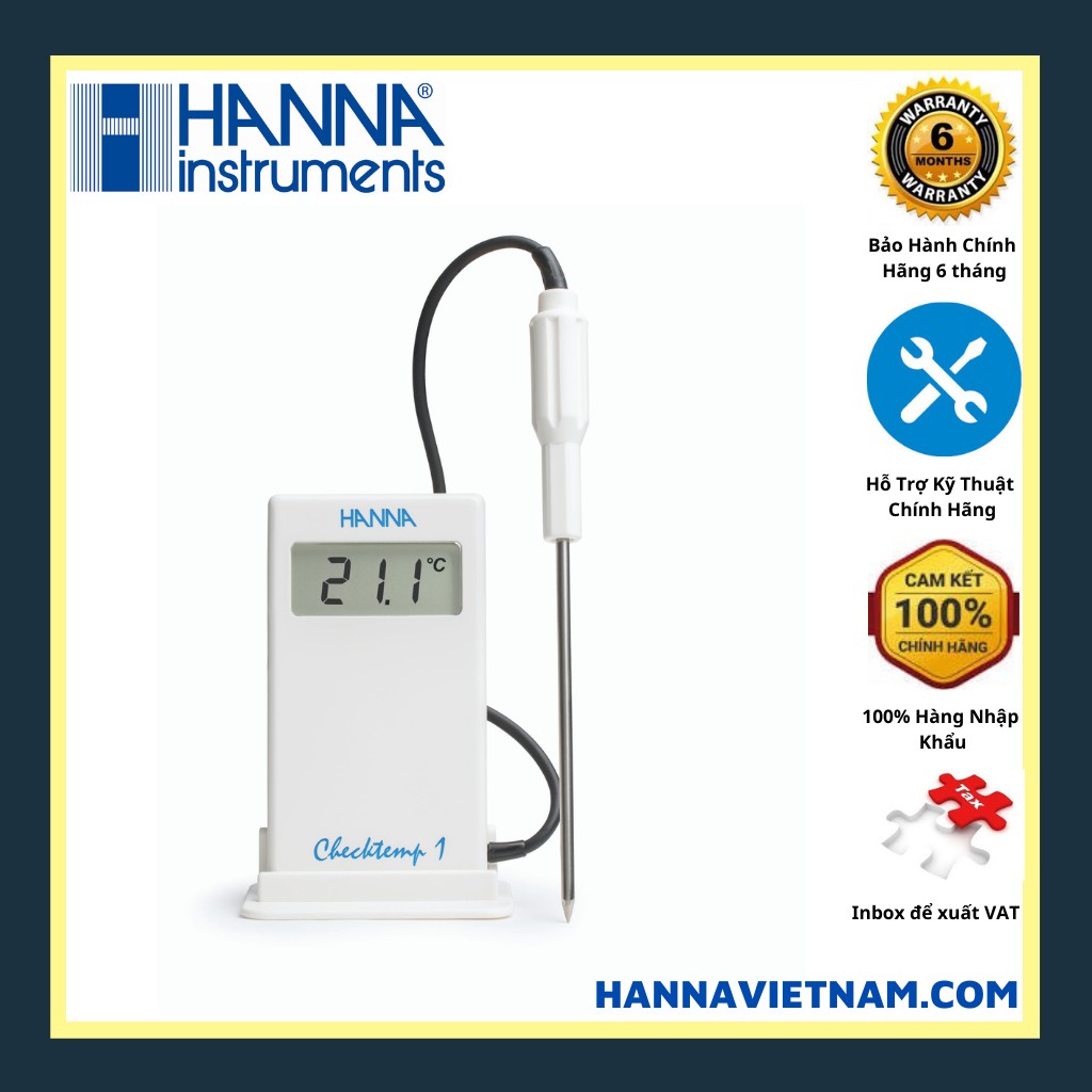 Máy Đo Nhiệt Độ Hanna HI98509 - Nhiệt Kế Bỏ Túi Có Dây cáp Silicon 1m -chức năng CALCheck tự kiểm tra máy , đầu dò