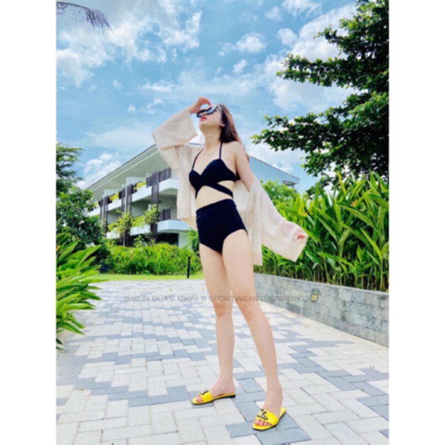 Bikini hai mảnh đen đi bơi cho nữ ( có hình khách chụp feedback)