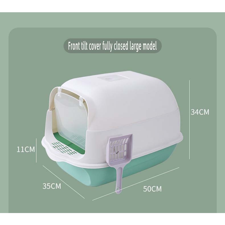 Nhà vệ sinh cho mèo kín có cửa cỡ lớn Hoshi Pet NVS03 - Khay vệ sinh cho mèo có nắp đậy kín dễ thương