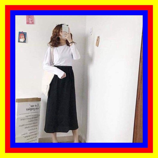 Sale lỗ 121B1 Chân váy dài voan xẻ tà Sale lỗ
