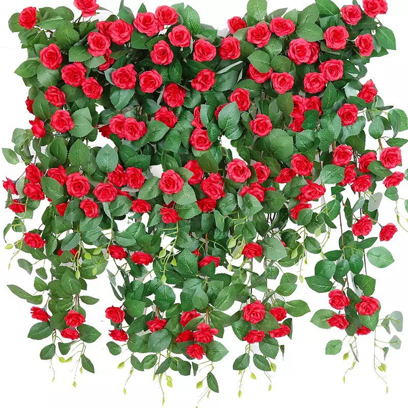 Chùm hoa hồng treo tường-hoa giả dài 100cm