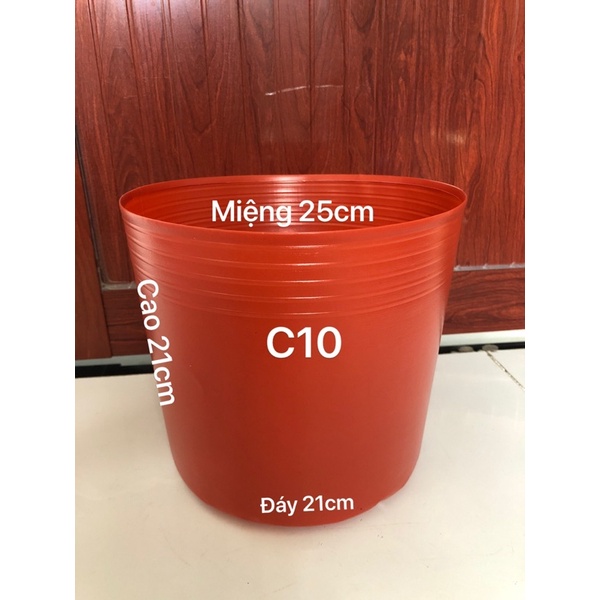 Chậu Nhựa Trồng Cây C10 Mềm Màu Đỏ