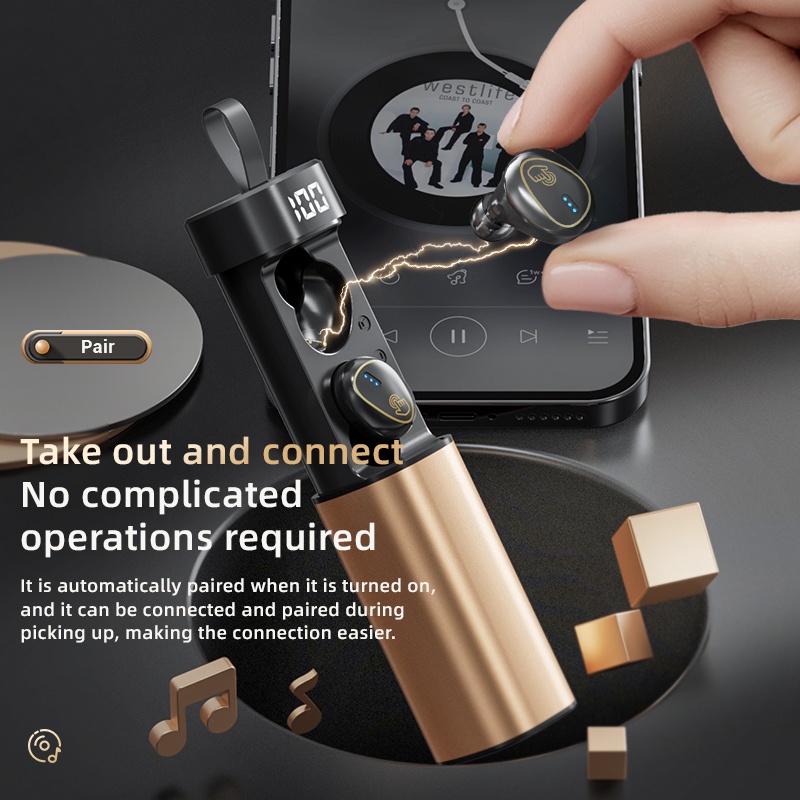 Tai Nghe Nhét Tai Bluetooth VANTEENIE 2022 Âm Thanh HiFi Chất Lượng Cao Kèm Mic Chống Ồn Chơi Game