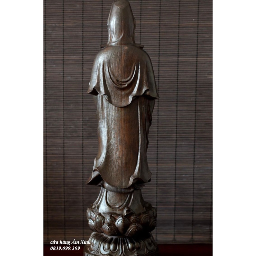 Bộ Tượng Tây Phương Tam Thánh Đứng bằng gỗ Đàn Hương cao 22 cm