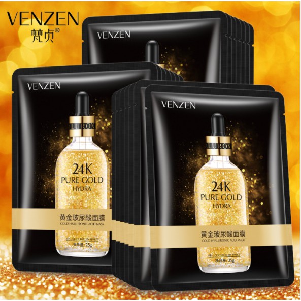 Mặt nạ tinh chất vàng 24K Pure Gold Venzen (Veze)  dưỡng trắng, cấp ẩm, tăng đàn hồi cho da | BigBuy360 - bigbuy360.vn