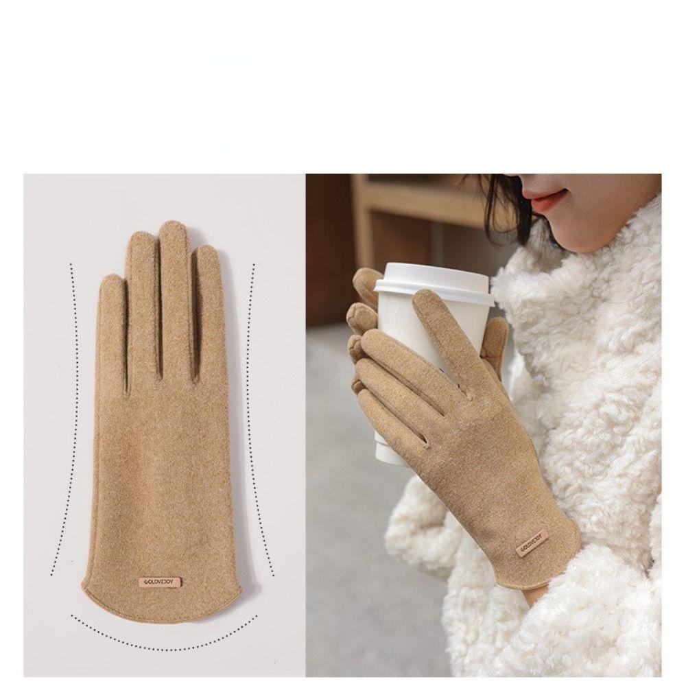 IVORY Găng Tay Lái Xe Vải Nhung Mềm Mại Chống Gió Mùa Đông Cho Nữ