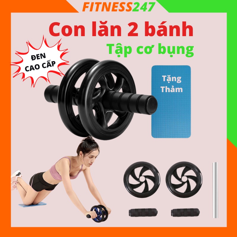 Con Lăn Tập Cơ Bụng 2 Bánh AB Wheel, Dụng Cụ Tập Cơ Bụng Gym Yoga Tại Nhà