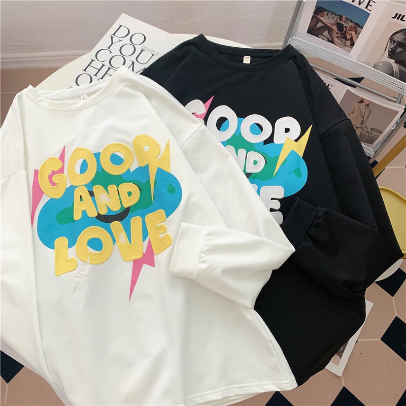 Áo Thun Dài Tay In Họa Tiết Xinh Xắn Theo Phong Cách Mùa Thu Dành Cho Nữ