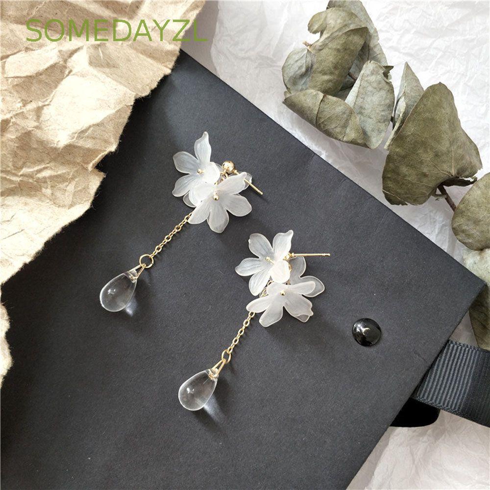 Khuyên tai dáng dài hình bông hoa thời trang thanh lịch dành cho nữ