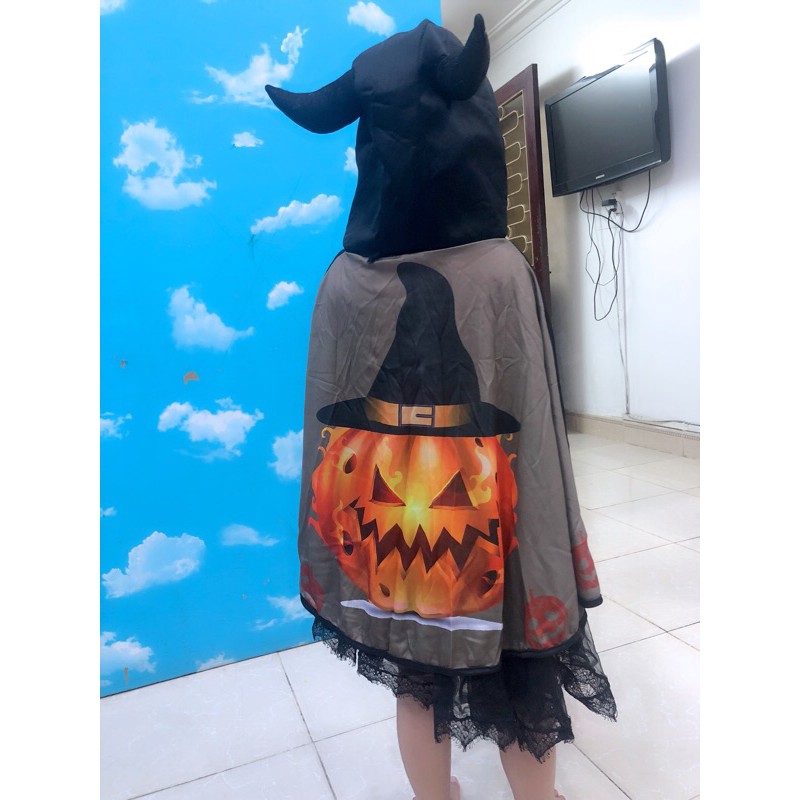 Set haloween mũ sừng bí ngô cho bé