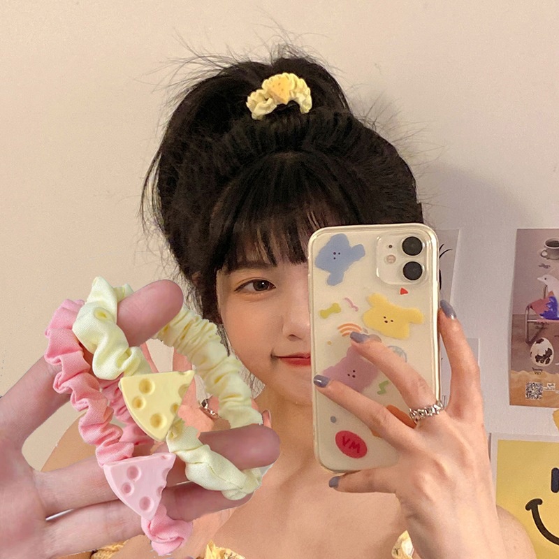 Dây Buộc Tóc Vải Voan Satin Co Giãn Màu Macaron Kiểu Pháp Thanh Lịch
