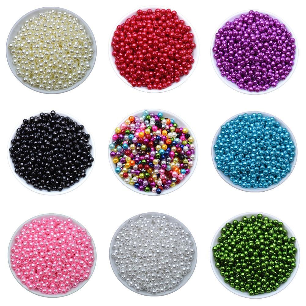 Set 50/100 Hạt Ngọc Trai Xâu Chuỗi 6/8mm Dùng Làm Trang Sức Thủ Công