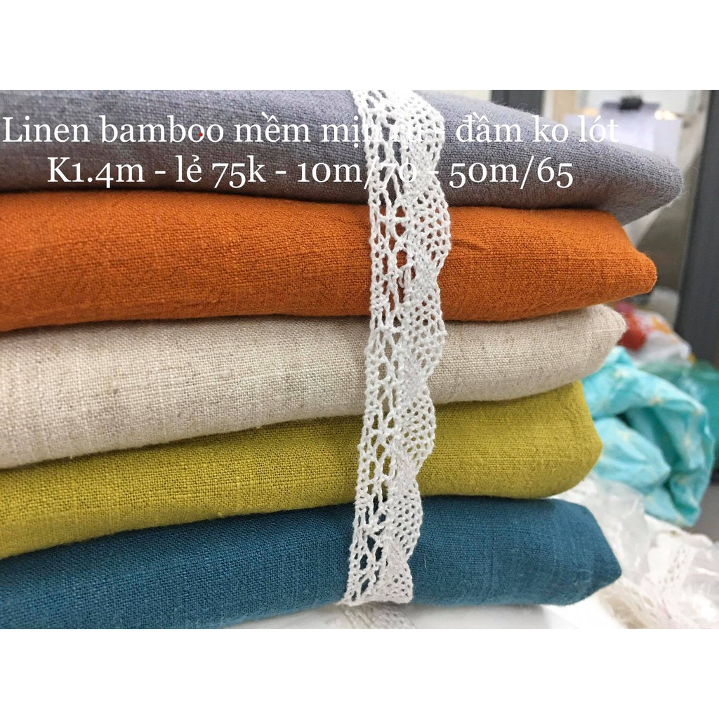 Linen Bamboo mềm rủ 100% sợi tự nhiên { CÓ SỈ } – Thêu tay, quần áo, chăn ga gối, rèm cửa, phông chụp ảnh