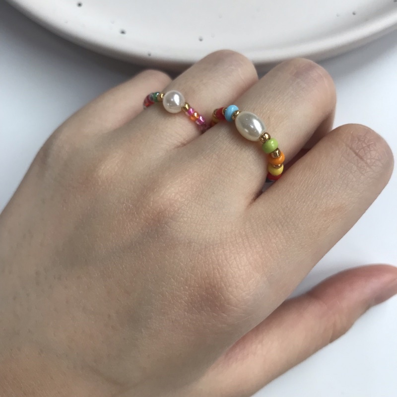 Nhẫn Hạt Cườm Xinh Xắn Style Hàn Quốc