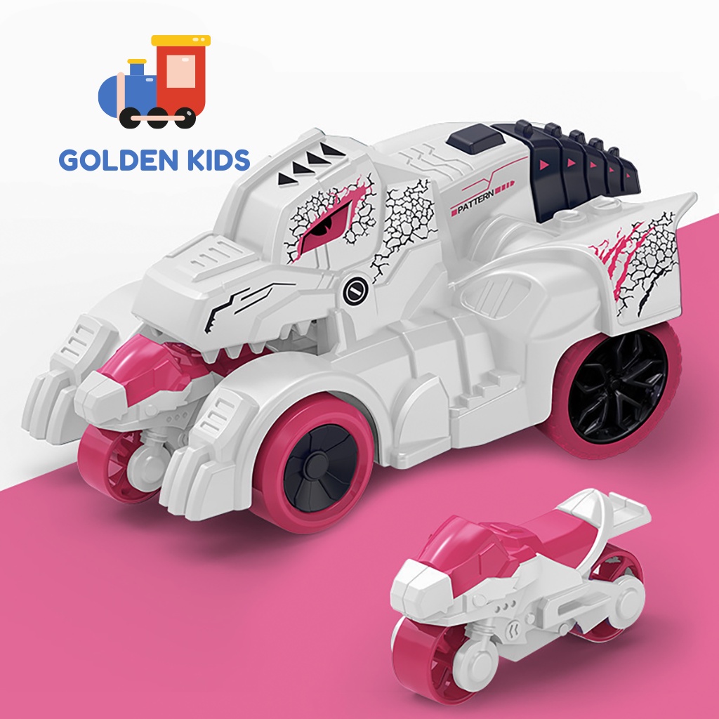 Xe ô tô địa hình khủng long chạy đà quán tính bắn ra mô tô tốc độ cao phát triển trí thông minh cho bé